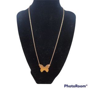 Edforce stainless steel rose gold tone butterfly necklace EUC